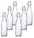 Glasflasche 0,5L klar mit Bügelverschluss - 6er Set